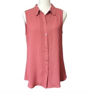 Loft Ann Taylor | Mauve Sleeveless Button Down Tunic Top